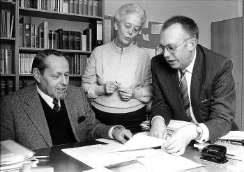 Das Leitungstrio der Domschule im Jahr 1981 (von links): Professor Dr. Dr. Günter Koch, Irmgard Krebs und Domkapitular Prälat Josef Pretscher.